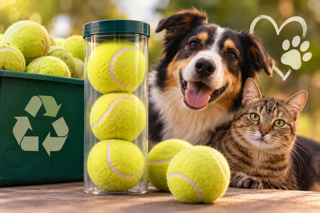Campanha transforma bolinhas de tênis usadas em apoio à causa animal